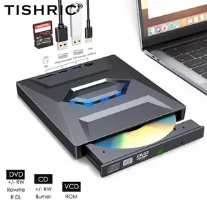TISHRIC Unidad óptica externa Reproductor de CD Tipo C/USB 3,0 Unidad de disco Lector de grabadora de DVD para computadora portátil PC Grabadora de DVD