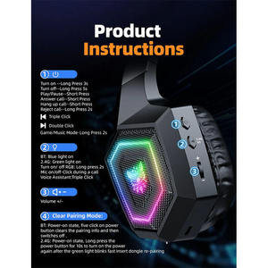 ONIKUMA GT806 <b>Wireless</b> Gaming Headset Over-the-Ear 2.4g <b>Wireless</b> Wired Three-Mode Lightweight Gaming Headset - Product Image 5
