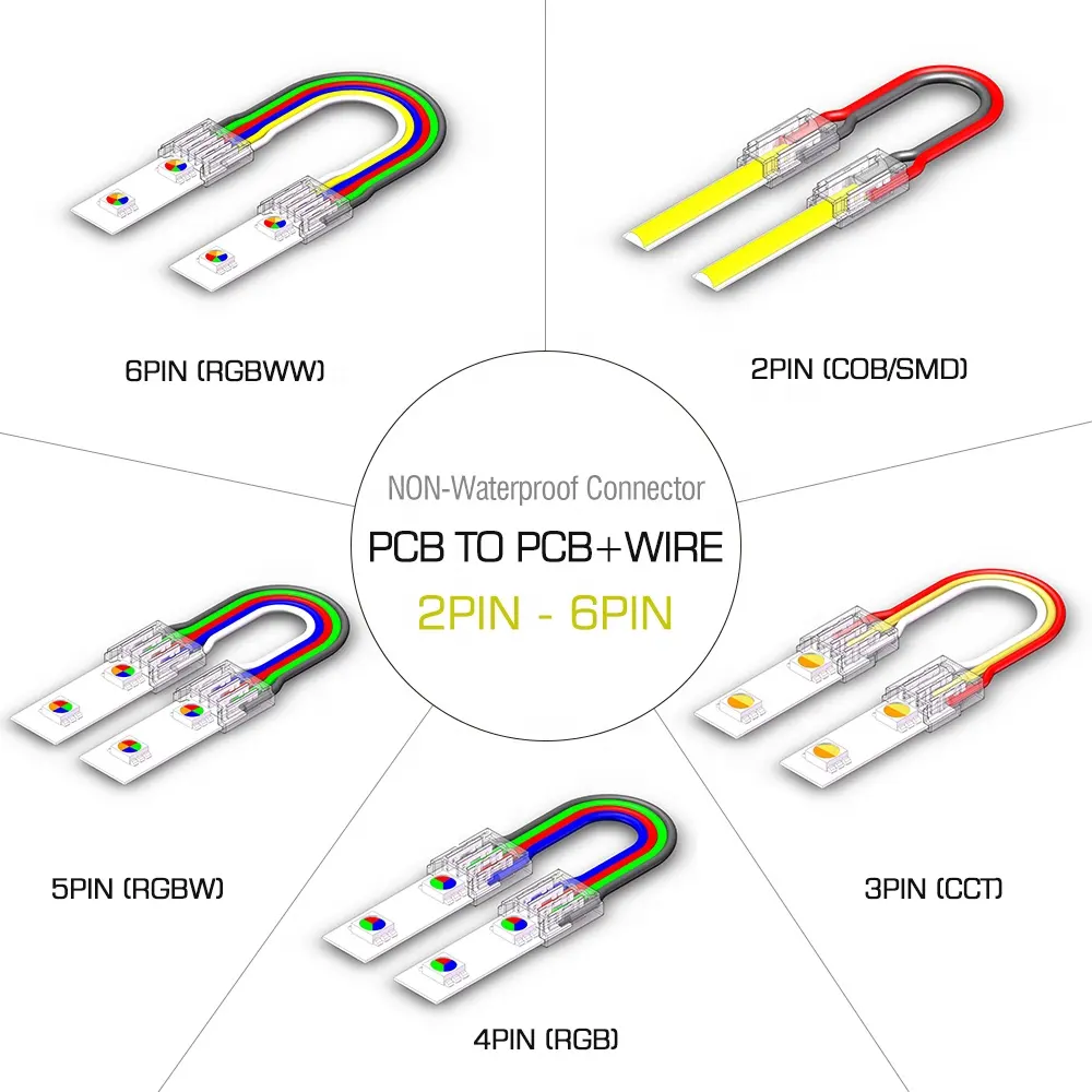 Accessoires de connecteur de bande de LED 8MM 10MM SMD COB Bande de LED MINI Connecteur PCB à Fil 2PIN 3PIN Coin IP68 étanche