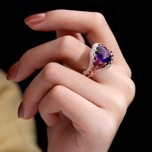 Bague en argent Messi Jewelry MSR-1003 avec pierre précieuse améthyste de 12 mm - Product Image 5