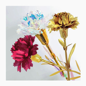 L06816 Cadeau pour la fête des mères Fleurs artificielles Or 24k Œillet artificiel doré 24k Or - Product Image 1