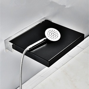 Tomato Wall Mounted <b>Folding</b> <b>Shower</b> <b>Stool</b> 353x343x45mm Black For Bathroom Changing Room - Product Image 1