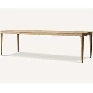 Architectural Oak <b>Wood</b> Rectangular Dining <b>Table</b> Tapered Base Minimalist Linear Furniture for Luxury Villa Projects - Product Image 1