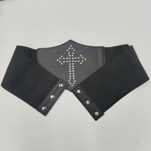 Corset steampunk <span class=keywords><strong>pirate</strong></span> pour femmes, <span class=keywords><strong>ceinture</strong></span> rétro cintrée avec boucle large vintage, bande élastique, matériaux en PU et en plastique - Product Image 4