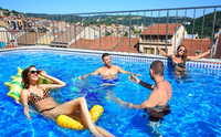 Lot de 2 flotteurs gonflables pour piscine Sunshine pour adultes, respectueux de l'environnement, en forme d'ananas et de pastèque, hamac flottant portable