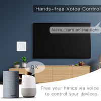 Interrupteur mural intelligent WiFi SIXWGH à double commande 2 voies pour Alexa Google Home, contrôle vocal, prend en charge la fonction minuterie et le partage d'appareils, IP34