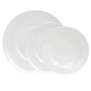 पर्यावरण के अनुकूल सादे सफेद हड्डी चीन प्लेट सूप थाली सुरुचिपूर्ण सफेदी और पतली रात के खाने के tableware ठीक हड्डी चीन