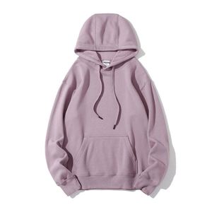 Sweat à capuche polaire unisexe à manches longues, coupe ample et épaisse, avec logo personnalisé et poche unie, style streetwear et workwear tendance - Product Image 1