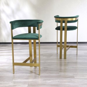 Xinda Furniture Modern Green <strong>Velvet</strong> Fabric Gold Bar <strong>Chair</strong> Home High Bar Restaurant <strong>Cocktail</strong> Stainless Steel Cafe Bar <strong>Chair</strong> - Product Image 1