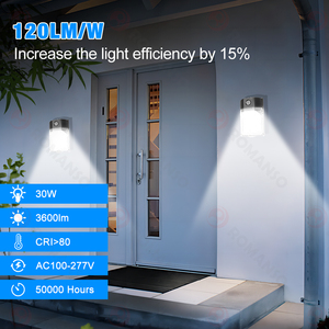 Luminaria LED Comercial de Pared IP65 120Lm/W 30W, Encendido/Apagado Automático, Cumple con UL RoHS, Apta para Cielos Oscuros, 5000K, Mini Luminaria LED de Pared - Product Image 6