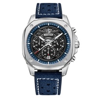 Jam Tangan Pria BENYAR Cross-border Quartz Fungsional Casing Alloy Tali Kulit Tahan Air Jarum Bercahaya Fashion Terlaris BY-5222