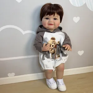 NPK 22inch Full body silicone vinyl Reborn Doll Newborn Baby Size Boy doll 3D Skin High quality Gift DOLL TOYS