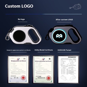 Cuerda de tracción telescópica para exteriores con luz LED de 5m, patrón sólido acolchado automático, Correa grande para perros y gatos con decoración de cintas - Product Image 2