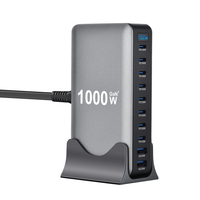 Station de charge USB Kabbbol (1000W), bloc de chargeur USB C 10 ports avec huit ports de charge rapide PD USB-C 140W, 100W et 65W