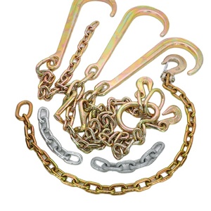 G70 Galvanized 5/16 3/8 Transport Chain Lashing Binder Link Galvanized trailer safety Tow Chain With Grab Hook