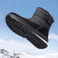 Bottes d'hiver pour femmes en cuir synthétique mi-mollet, doublure chaude et épaisse, style décontracté, couleur noire