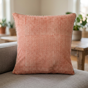 RIDHI Classic Striped 100% Cotton Envelope Closure Cushion Cover | Hand Block Printed <b>Throw</b> Pillow Cover Removable Decor - Product Image 3