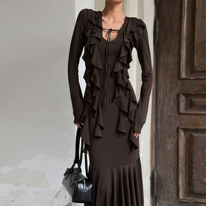 FS11359A New Arrival <strong>Clothes</strong> Women Casual Maxi Dress Pleated Dresses - Product Image 4