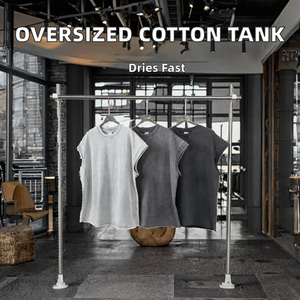 Oversized Men's Heavy Cotton Knitted Gym Tank Top Solid Muscle Shirts Heat-Transfer Printed Hip Hop Custom Logo Loose Fit - Product Image 2