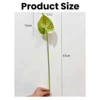 Vente en gros de fleurs artificielles d'Anthurium au toucher réel, plante d'Anthurium artificiel blanc PU de 57cm pour la décoration de mariage à la maison