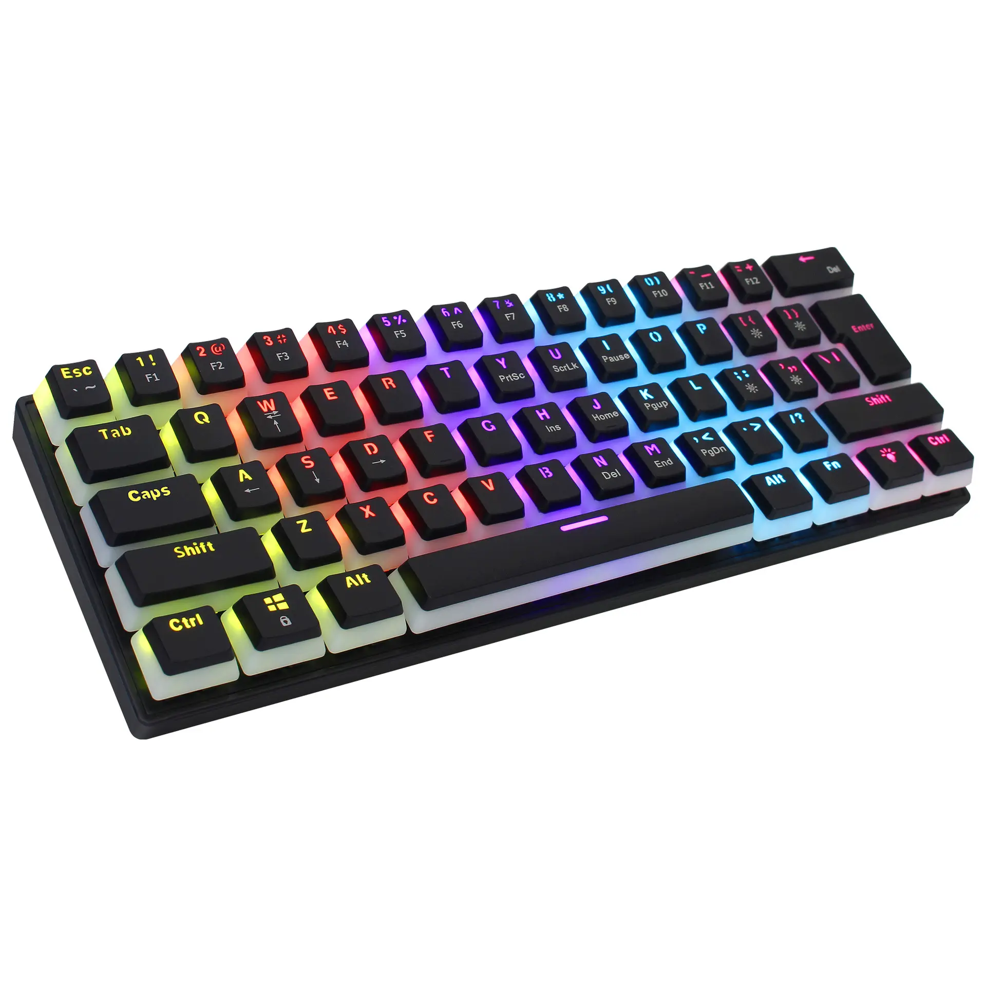 60% kablolu oyun klavyesi Led arkadan aydınlatmalı Mini klavye küçük ultra-kompakt 61 tuşlar klavye PC/Mac Gamer için