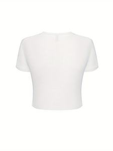 Camiseta de Manga Corta con Cuello Redondo y Logotipo Estampado, 100% Algodón, Transpirable, Lavable a Máquina, Top Informal de Verano - Product Image 2