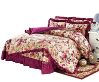 Set Sprei Katun Jacquard Motif Bohemian Amerika dengan Ruffle 400TC Ramah Lingkungan 4-Piece Set Sprei Renda Berkualitas untuk Semua Musim