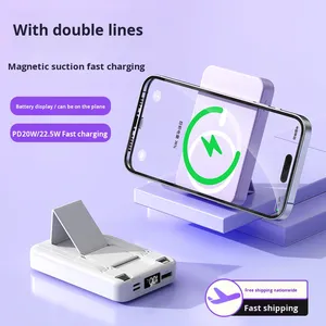 Power Bank con Ricarica Wireless 15W, Ricarica <span class=keywords><strong>Super</strong></span> Veloce 10000mAh, Cavo Integrato PD22.5W con Supporto, Caricabatterie Portatile Li-Polymer - Product Image 3