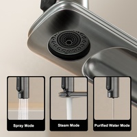 Robinet mélangeur d'eau chaude/froide 3 voies pour cuisine, design moderne, à poser sur comptoir, avec cartouche céramique