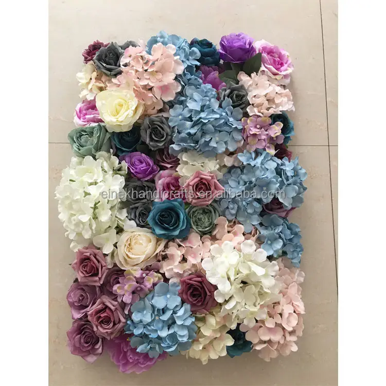 Hot artificial white rose 3d hydrangea flower wall backdrop for wedding event stage decoration