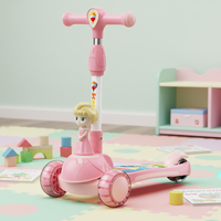 Trottinette à 3 roues portable QUQI pour enfants avec fonction musicale, tricycle pliable en plastique avec trois roues en PU pour enfants de 3 à 5 ans