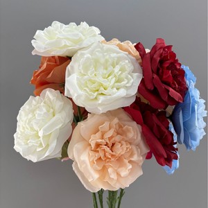 Fleurs artificielles en soie Pingping à 3 têtes, décorations de mariage, toile de fond pour banquets d'hôtel - Product Image 4