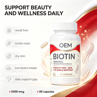Biotine 5000mcg Capsules végétariennes Soutien Cheveux Peau Ongles Non-OGM 90