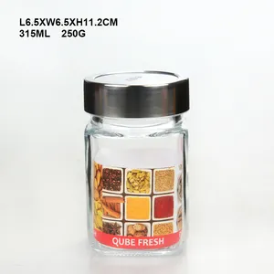 도매 11 온스 12 온스 스퀘어 (times square) (gorilla glass) 향신료 jar 식품 storage jars 와 screw 캡