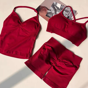 Shorts Sexy <span class=keywords><strong>de</strong></span> Yoga con Cintura Acanalada en Forma <span class=keywords><strong>de</strong></span> V Sin Costuras y Efecto Fruncido para Gimnasio <span class=keywords><strong>de</strong></span> Alta Elasticidad para Correr en Color Sólido - Product Image 5