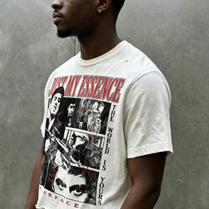 Camiseta de hombre de algodón grueso con estampado gráfico, corte holgado, con pedrería, estilo streetwear personalizado, lavado desgastado, oversize - Product Image 2