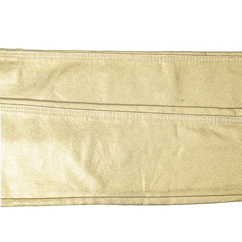 Personalizado folha de ouro brilhante tecido denim tecido denim ouro 10-13 oz foiled denim revestido tecido