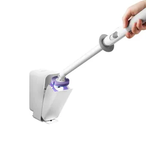 Brosse de toilette jetable à Long manche avec Solution de nettoyage autonome, brosse de toilette pour les toilettes