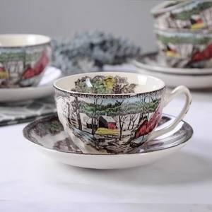 Service à thé et à café en céramique de luxe européen, prix réduit, motif rond, verre et porcelaine, emballé dans une boîte, vaisselle - Product Image 4