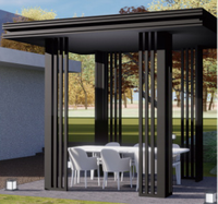 Pergola à double toit rigide en alliage d'aluminium |   Gazebo imperméable avec moustiquaire et rideau, résistant aux intempéries, pour patio et balcon