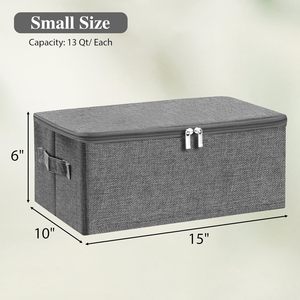 Caja de Almacenamiento de Tela Apilable y Plegable <span class=keywords><strong>con</strong></span> Tapa <span class=keywords><strong>con</strong></span> Cierre y Asa, Carcasa Rígida y Lavable - Product Image 3