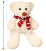 Adorable Ours en Peluche Marron de Noël pour Enfants et Adolescents, Grande Écharpe Douce, Poupée en Peluche pour Décoration Intérieure