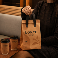 Sac non tissé personnalisé LOKYO, imprimé, de qualité alimentaire, réutilisable, pour transporter des boissons à bulles, sac à emporter pour thé au lait