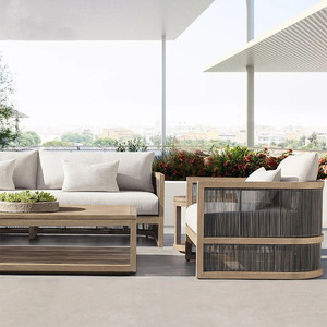 Dreamhause Bộ Sô Pha Gỗ Tếch Chống Nước Giải Trí Sân Vườn Ngoài Trời Chất Lượng Cao Cho Khách Sạn Ghế Sô Pha Mây Kim Loại Cho Bể Bơi - Product Image 1