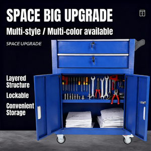 Armoire à outils mobile robuste de 68 cm, capacité de charge de 300 kg, coffre à outils d'atelier avec tiroirs, panneau perforé et roulettes, rangement mobile - Product Image 4