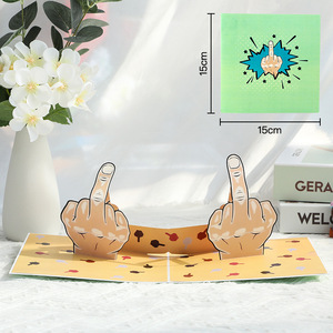 Biglietto di auguri 3D <span class=keywords><strong>pop</strong></span>-up divertente con dito medio, con busta e biglietto per lasciare messaggi - Vendita all'ingrosso - Product Image 5