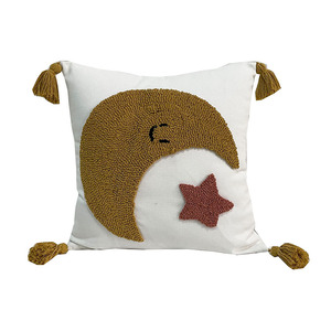 Fábrica personalizada punzón aguja bordado <span class=keywords><strong>Luna</strong></span> soleado cojines funda hogar Decoración sofá dispersión funda de almohada - Product Image 4