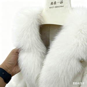 2026 Phong cách mới Thời trang ngắn dài cao cấp Áo khoác lông chồn cao cấp dành cho nữ toàn bộ lông chồn cổ chữ V màu trắng như tuyết Áo khoác lông cao cấp - Product Image 4