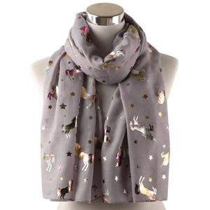 Dernière écharpe imprimée en polyester de style licorne colorée pour <span class=keywords><strong>femme</strong></span> - Product Image 1