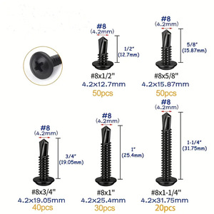Phillips Round Head Self Drilling Screws 190Pcs Assortment Set #8 Black Steel Wood <b>Fasteners</b> Imperial Size - Product Image 3